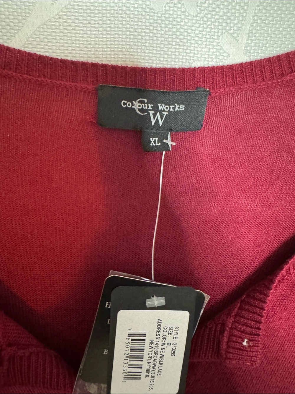 Women's Button-Down Knit Top in Wine with Black Lace Trim - Picture 4 of 4